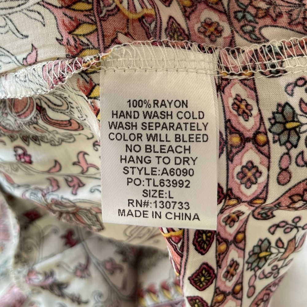UMGEE | Cream Paisley Gathered-Waist Hi-Low Dress Size Large EUC - Picture 6 of 8